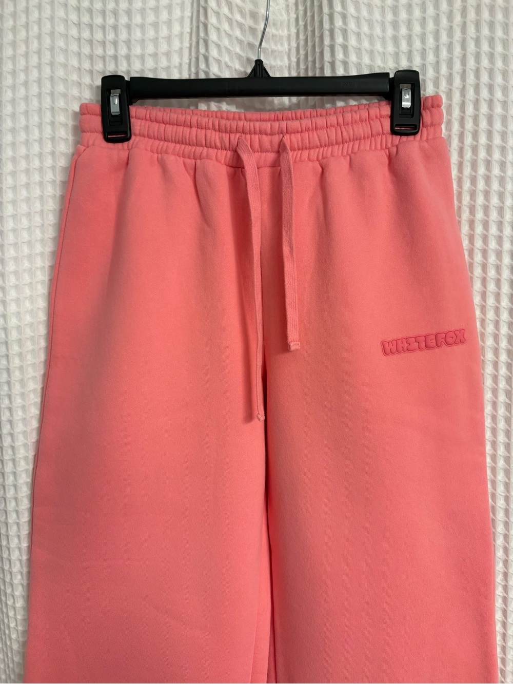 White Fox Wide-Leg Drawstring Sweatpants ~ Small ~ Pink